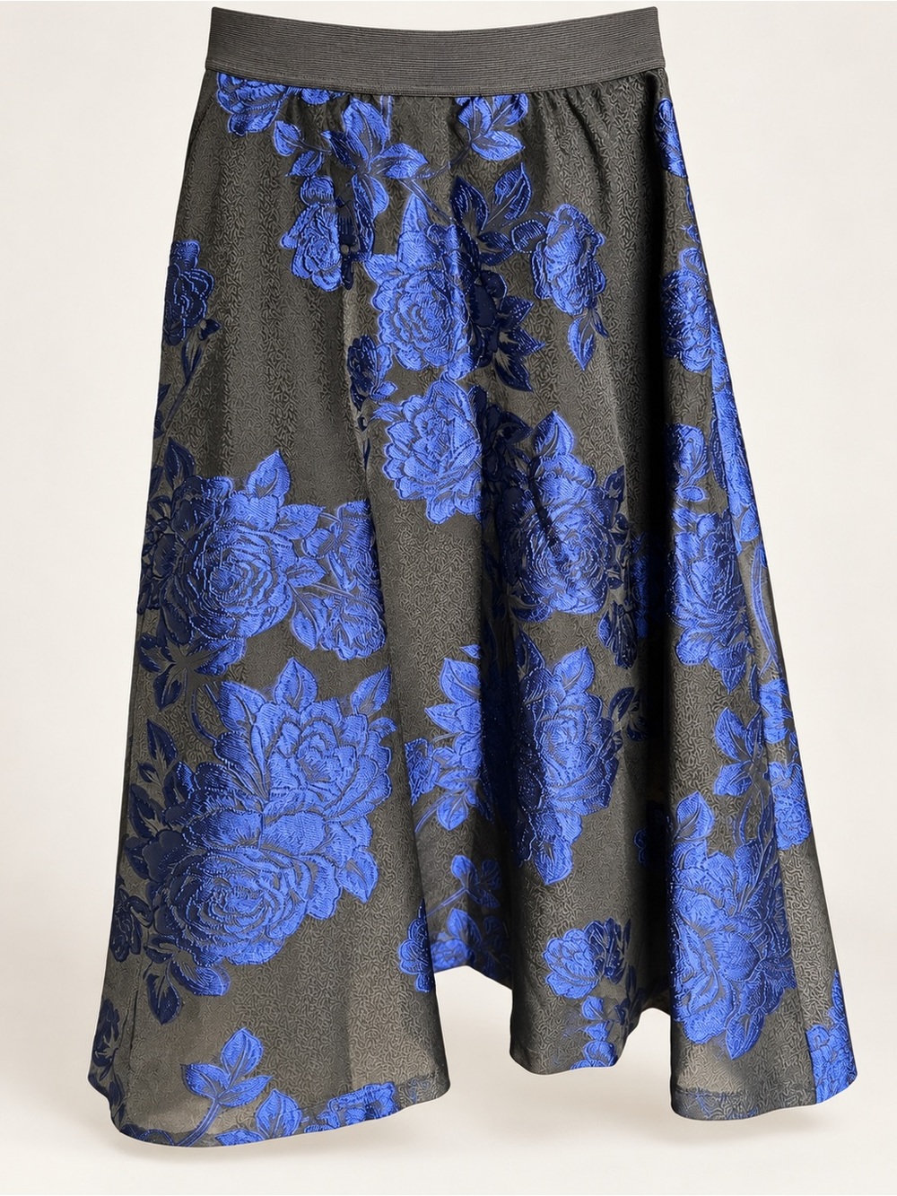 New York & Company Royal Blue Black Floral Jacquard A-Line Skirt | NEW | Size 6 - Picture 16 of 16